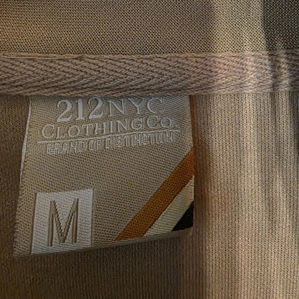 Men's Tan Zip-Up Sweater with Stripes - Picture 2 of 4